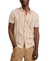 Luck Brand Men's Short Sleeve Striped Button-Front Shirt