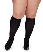 MeMoi Women's 2 Pair Pack Microfiber Opaque Curvy Knee Highs Mm-4636