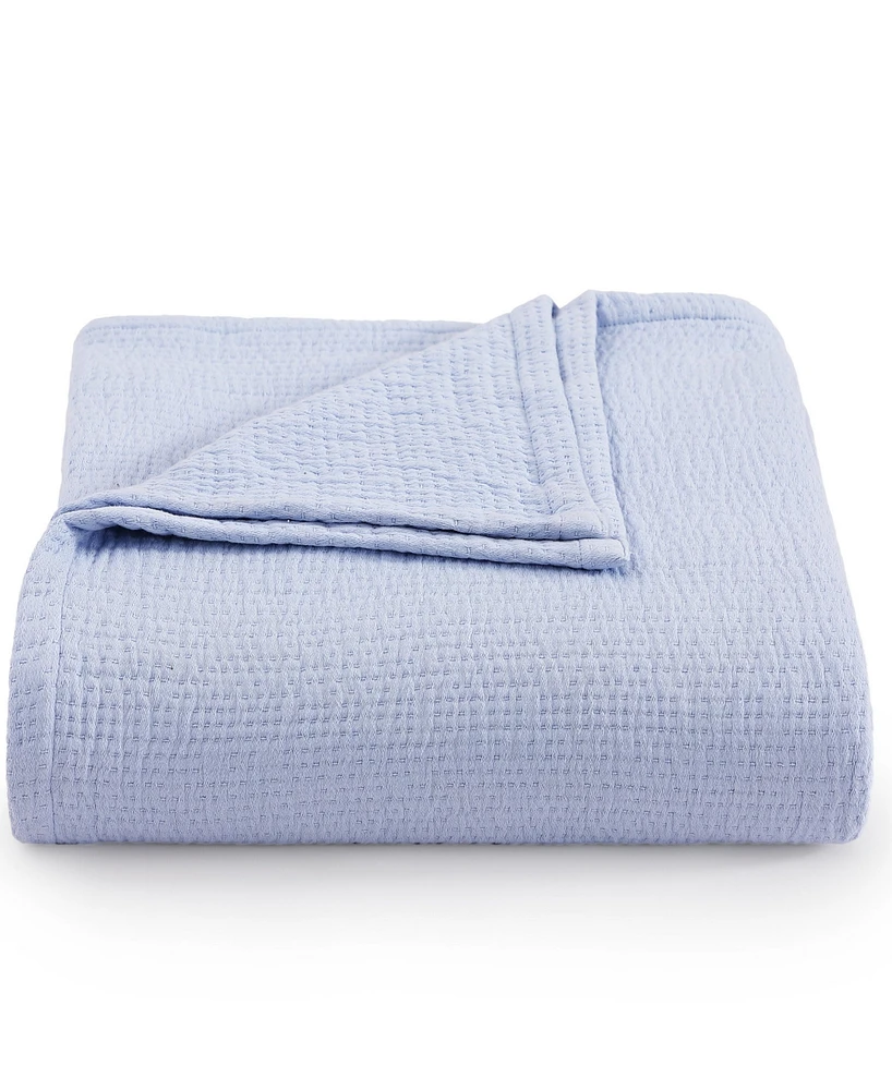 Tommy Hilfiger Running Stitch Solid Cotton Blanket