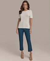 Donna Karan New York Women's Sequin Embellished Short-Sleeve Knit Top