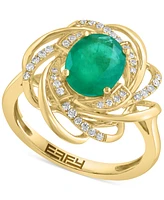 Effy Emerald (1-1/2 ct. t.w.) & Diamond (1/6 ct. t.w.) Spiral Statement Ring in 14k Gold