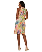 Adrianna Papell Petite Printed Chiffon Halter Dress