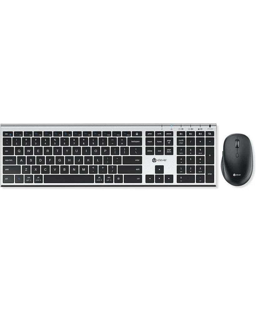 Bluetooth Keyboard and Mouse, Rechargeable Wireless Keyboard and Mouse Combo with Numeric Keypad, Ultra-Slim Full Size