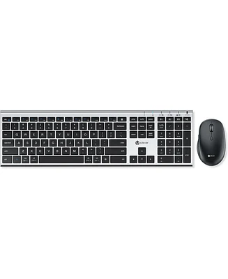 Bluetooth Keyboard and Mouse, Rechargeable Wireless Keyboard and Mouse Combo with Numeric Keypad, Ultra-Slim Full Size