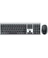 Bluetooth Keyboard and Mouse, Rechargeable Wireless Keyboard and Mouse Combo with Numeric Keypad, Ultra-Slim Full Size