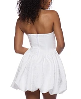 B Darlin Juniors' Jacquard Strapless Bubble Dress