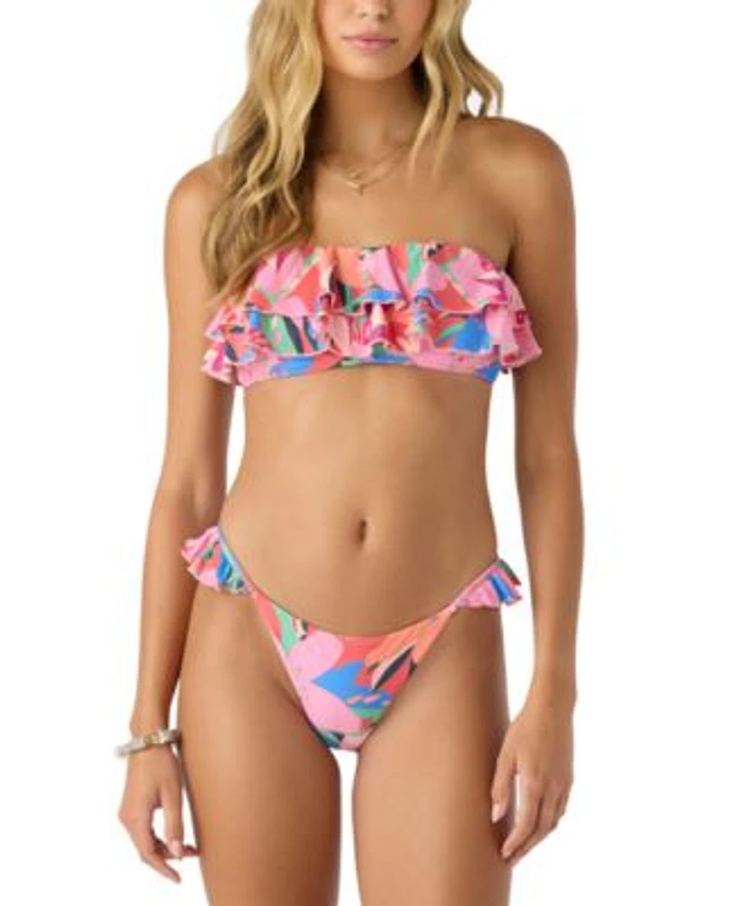 Oneill Juniors Cabana Strapless Ruffled Bikini Top Cabana Ruffle Bikini Bottoms