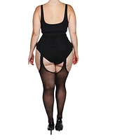 MeMoi Plus Curvy Suspender Lace Trim Pantyhose Mm-2619