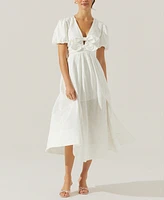 Astr the Label Women's Citrine Puff-Sleeve Linen & Cotton Midi Dress