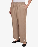Alfred Dunner Plus Summer Solstice Relaxed Button Detail Pull On Ankle Pants