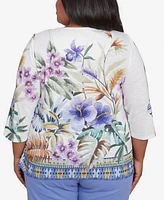 Alfred Dunner Plus Santa Fe Tropical Floral Border Top
