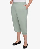 Alfred Dunner Plus Santa Fe Relaxed Crochet Hem Capri Pants