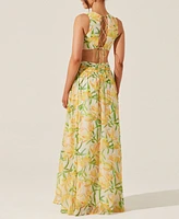 Astr the Label Women's Noya Floral-Print Open-Back Gown