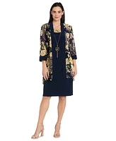 R & M Richards Petite Necklace Sheath Chiffon-Jacket Dress