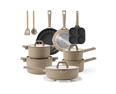 Carote 19pcs Pots and Pans Set, Detachable Handle Nonstick Cookware Induction Kitchen Sets Non Stick with Removable Handle, Rv