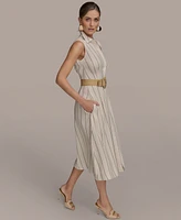 Donna Karan New York Women's Striped Belted Shirt Dress