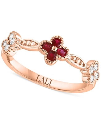 Lali Jewels Ruby (1/5 ct. t.w.) & Diamond (1/5 ct. t.w.) Ring in 14k Rose Gold