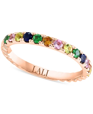 Lali Jewels Multicolor Sapphire (3/8 ct. t.w.) & Tsavorite (1/8 ct. t.w.) Band Ring in 14k Rose Gold