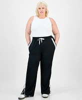 Full Circle Trends Trendy Plus Split-Hem Bow Tie Track Pants