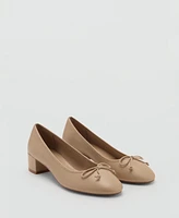 Mango Women's Bow Detail Heeled Leather Shoes