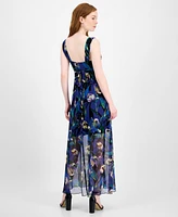Connected Women's Floral Chiffon Overlay Sheath Dress