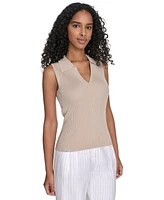 Calvin Klein Women's Sleeveless Collared V-Neck Top