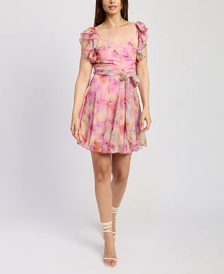 En Saison Women's Amari Ruffle Mini Dress