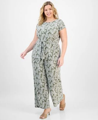Kasper Plus Size Tie Front Top Wide Leg Pants