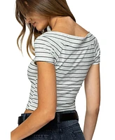 Edikted Women's Lihi Striped Boat Neck Top