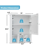 Gymax Mirrored Medicine Cabinet Bathroom Wall Mounted Storage W/Adjustable Shelf Brown