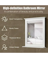 Gymax Bathroom Wall Mirror W/Shelf Square Vanity Makeup Mirror Multipurpose Usage