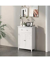 Gymax Bathroom Storage Cabinet Free Standing Large Drawer W/Adjustable Shelf