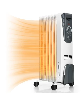 Gymax 1500W Oil Filled Radiator Heater Portable Space Heater w/ 3 Heat Settings