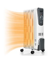 Gymax 1500W Oil Filled Radiator Heater Portable Space Heater w/ 3 Heat Settings
