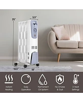 Gymax 1500W Oil Filled Space Heater Radiator w/ Adjustable Thermostat Home Office