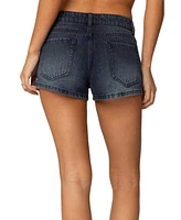 Edikted Women's Siobhan Mid Rise Denim Shorts