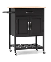 Rolling Kitchen Island Cart with Drawer and Towel Rack – Mobile Storage Prep Holder