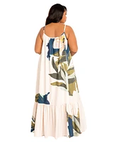Buxom Couture Plus Size Floral Voluminous Maxi Dress