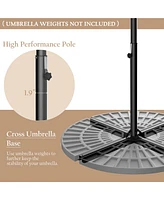 Gymax 10Ft Patio Solar Led Outdoor Offset Hanging Umbrella w/ 24 Lights
