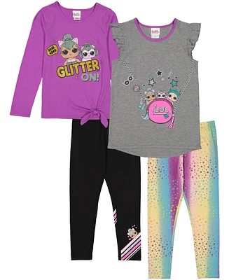 L.o.l. Surprise! Toddler Girls Kitty Queen Pullover T-Shirt and Leggings 4 Piece Outfit Set