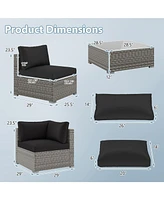 Gymax 10PCS Sectional Sofa Couch Pe Rattan Conversation Set