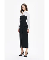 Nocturne Women's Shirt Detail Midi Dress
