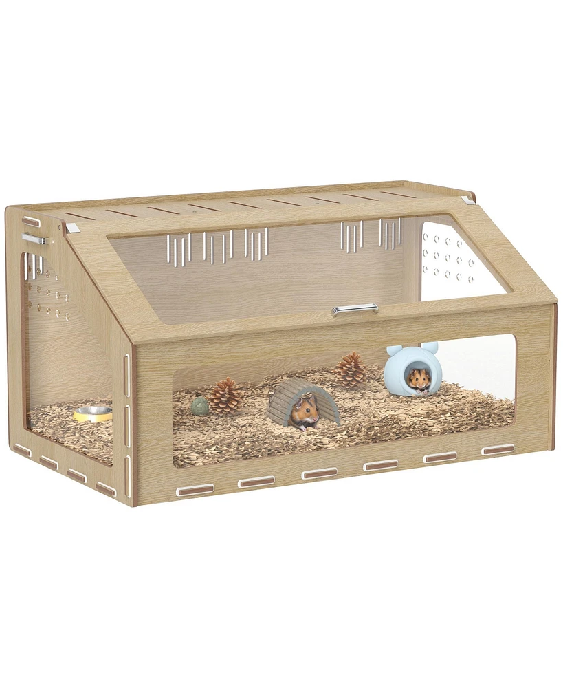 PawHut 39" Hamster Cage, Gerbil Cage w/ Acrylic Window & Openable Top