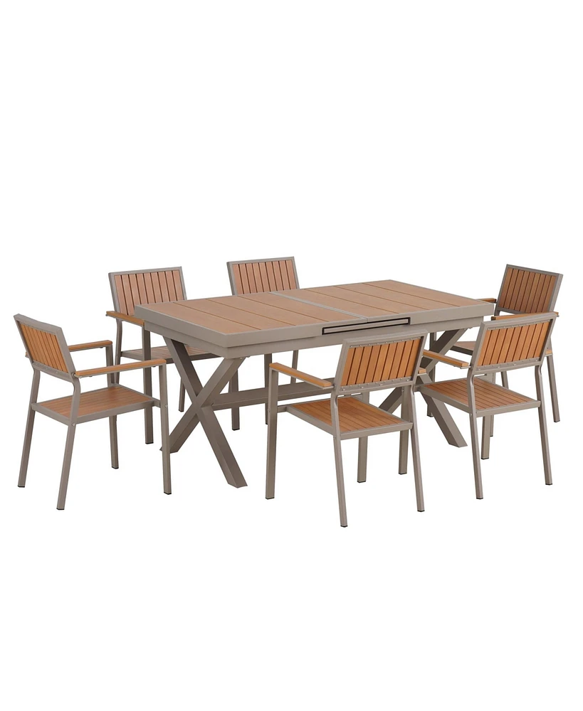 Mondawe Experience Outdoor Dining Freedom with a Flexible Set Including Six Chairs and Table