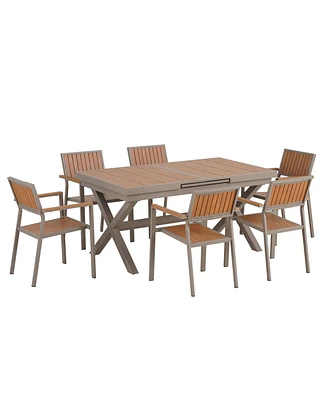 Mondawe Experience Outdoor Dining Freedom with a Flexible Set Including Six Chairs and Table