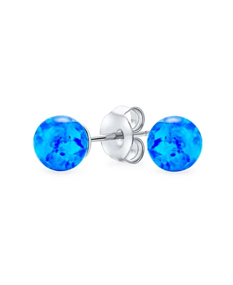 Bling Jewelry Minimalist Simple Basic Round Bead Created Opalescent Opal Ball Stud Earrings Pink Blue White Orange Green 6MM