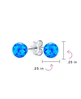 Bling Jewelry Minimalist Simple Basic Round Bead Created Opalescent Opal Ball Stud Earrings Pink Blue White Orange Green 6MM