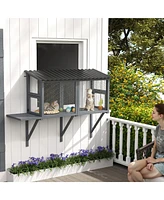 PawHut Outdoor Cat Catio, Cat Enclosure Window Perch with Jumping Platform