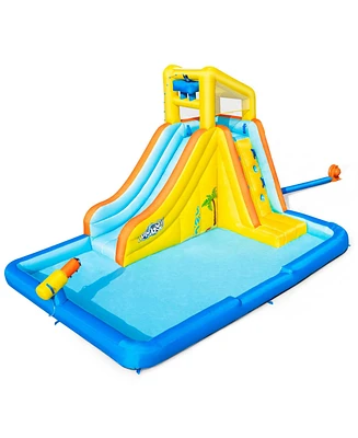 Bestway H2OGO! Beachfront Bonanza Kids Inflatable Mega Water Park with Giant Slide, Spontaneous Dump Bucket, Storage Bag, & Air Blower for Quick Setup