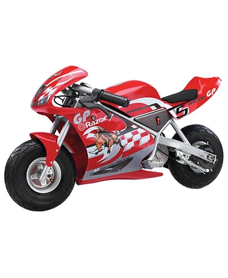 Razor 24V Mini Electric Bike, Single Speed Racing Motorcycle Pocket Rocket with 10 Inch Pneumatic Tires, Speeds up to 15 Mph, Ages 13 and Up, Red